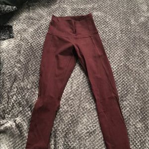 Burgundy Mesh Back Lululemon Pants